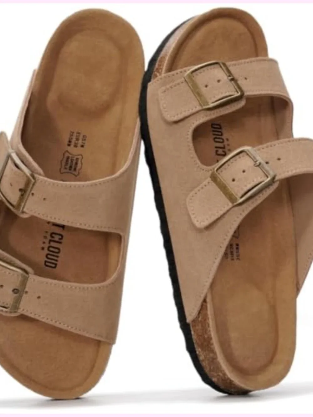 Genuine Leather Slide Sandals with Memory Foam and Arch Support